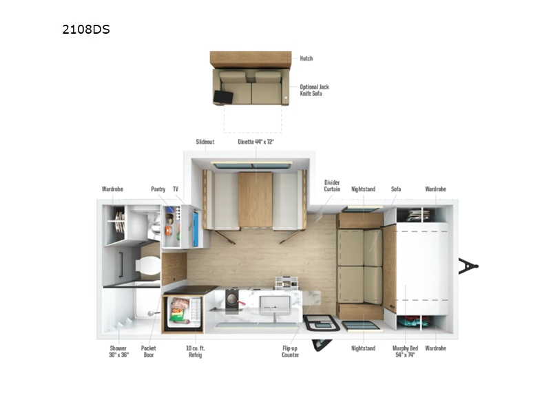 2027 Winnebago Micro Minnie 2108DS floorplan
