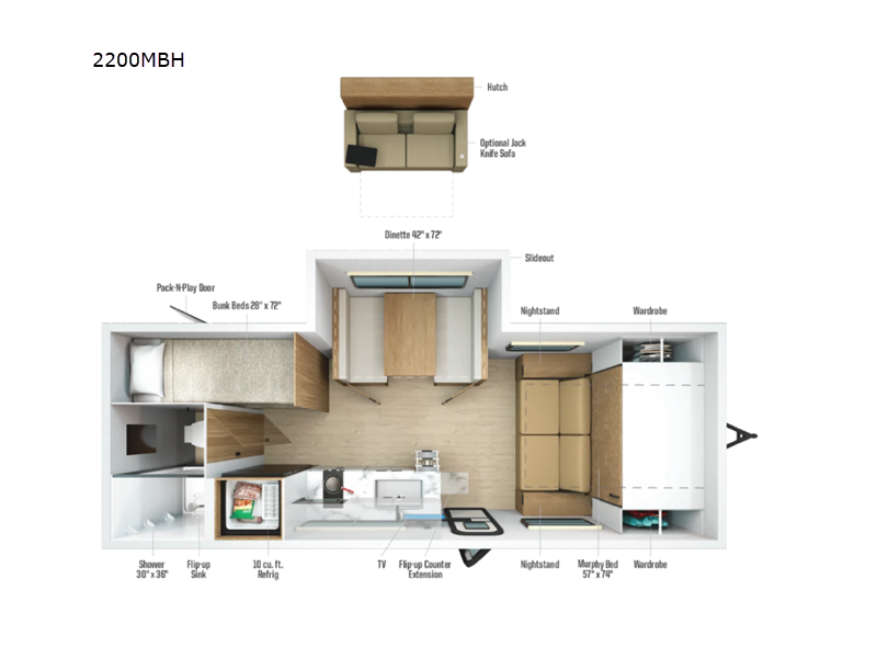 2027 Winnebago Micro Minnie 2200MBH floorplan