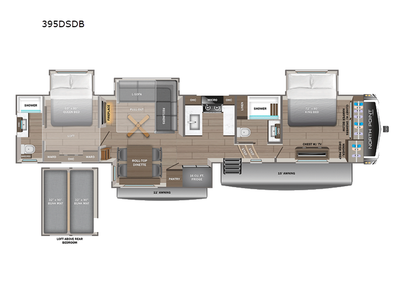 2027 Jayco North Point 395DSDB floorplan
