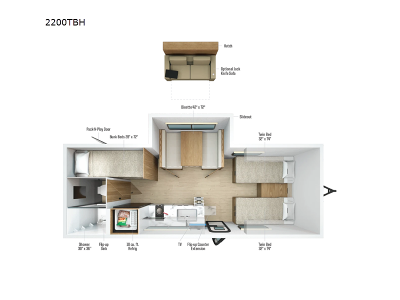 2027 Winnebago Micro Minnie 2200TBH floorplan