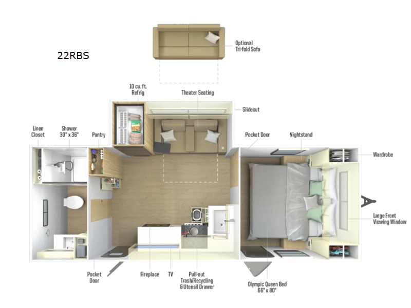 2027 Winnebago Thrive 22RBS floorplan