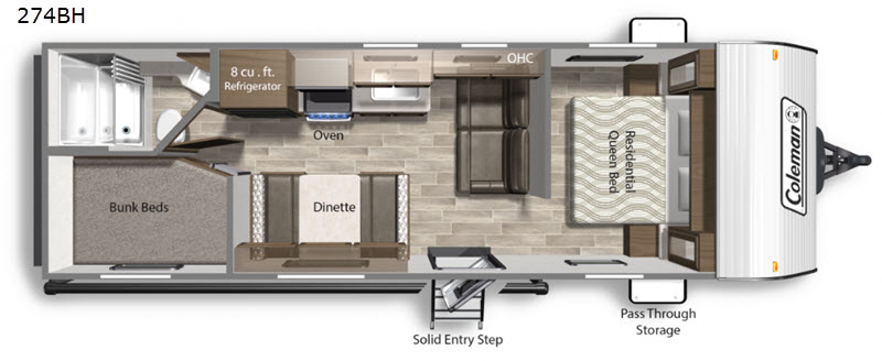 2020 Dutchmen Rv Coleman Lantern LT Series 274BH floorplan
