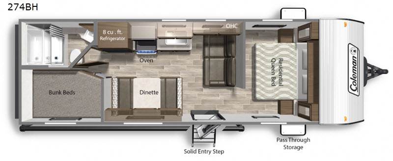 2020 Dutchmen Rv Coleman Lantern LT Series 274BH floorplan
