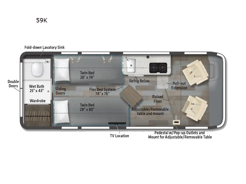 2027 Winnebago Travato 59K floorplan
