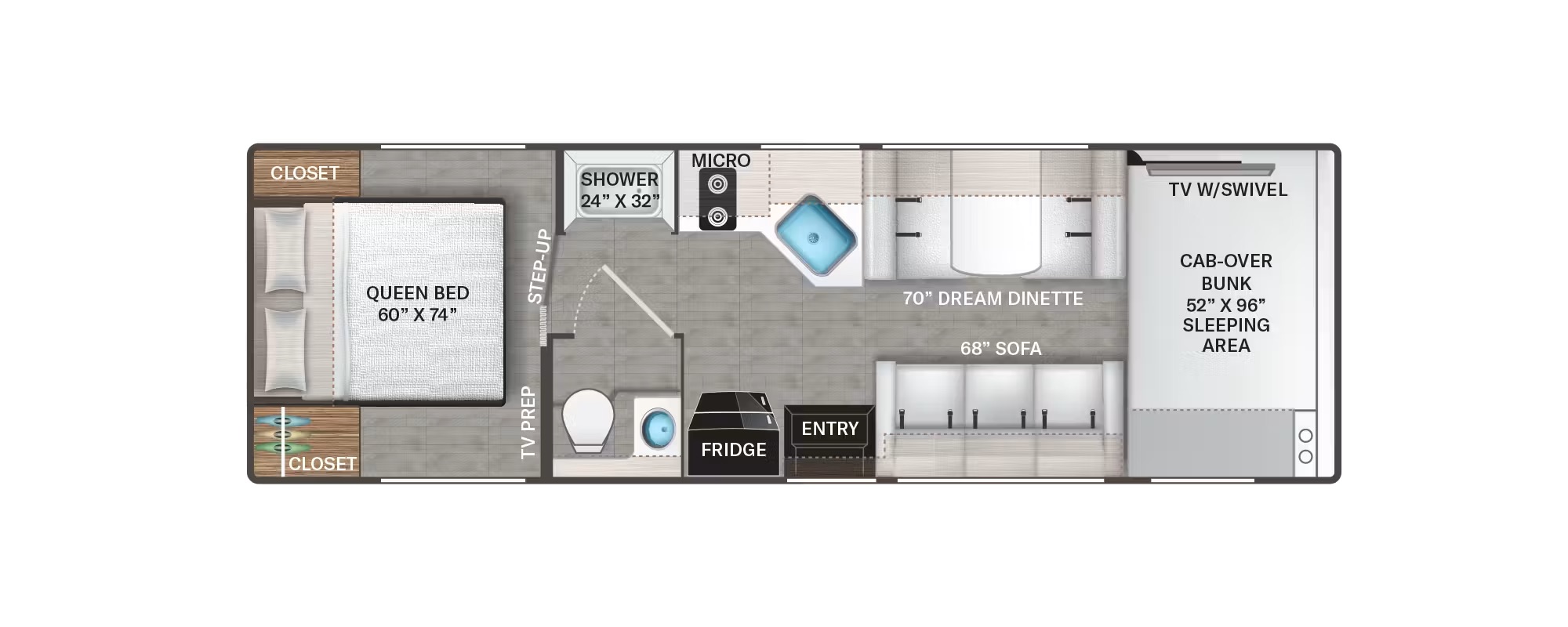 Thor Four Winds 28G Class C Motorhome Rental floorplan